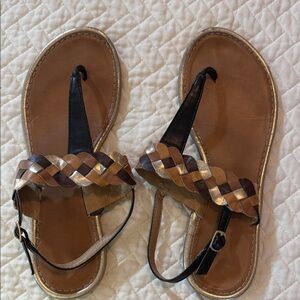 American Eagle Outfitters Braided Sandals - Black, Brown, Gold